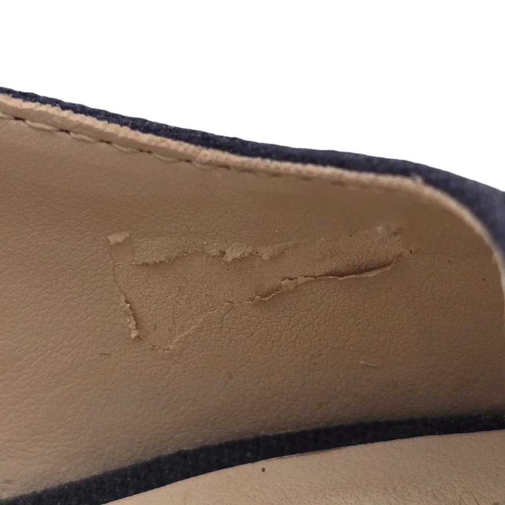 Bandolino Navy Peep Toe Espadrille Wedges Women's‎ 8.5M Canvas Rope Heel Summer